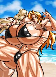  armpit_hair ass beach beauty_mark big_ass big_butt bikini bleach breasts catfight clothesline clouds crossover gigantic_breasts hairy_armpits lariat matsumoto_rangiku mole mole_under_mouth muscle muscle_worship muscles muscular naruto naruto_(series) naruto_shippuden negoto_(nego6) ryona sky thick_thighs thighs toned toned_body tsunade underarm_hair wide_hips wrestling 