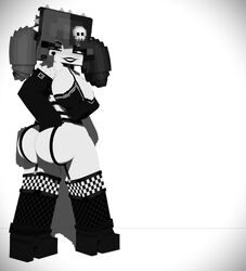  1girls 3d ass big_ass big_breasts black_and_white breasts bubble_butt busty ellie_walls face_tattoo female female_only fishnets freckles garter_belt garter_straps goth goth_girl hand_on_hip heart_tattoo heels large_ass large_breasts lingerie looking_at_viewer looking_back mine-imator minecraft odysseyellie shoes skull_hair_ornament solo spiked_hairband tattoo thick_thighs wide_hips 