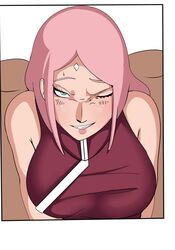  1girls bare_arms bare_shoulders big_breasts boruto:_naruto_next_generations busty clenched_teeth comic female female_focus female_only forehead_jewel forehead_mark fully_clothed gritted_teeth indigopencil large_breasts light-skinned_female light_skin lips lipstick long_hair looking_at_viewer mature mature_female milf naruto naruto_(series) naruto_shippuden one_eye_closed pale-skinned_female pale_skin pink_lips pink_lipstick pov pov_eye_contact sakura_haruno shounen_jump sleeveless sleeveless_shirt solo sweat sweatdrop teeth teeth_showing 