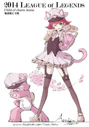  annie_hastur cat_ears female hat high_heels league_of_legends loiza red_hair short_hair skirt tail teddy_bear thighhighs wink 