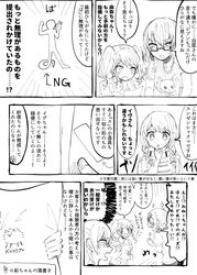  5girls bang_dream! bangs braid canine clenched_hand emphasis_lines flying_sweatdrops glasses greyscale hand_up high_contrast hikawa_hina holding holding_paper itomugi-kun letter_pose maruyama_aya monochrome multiple_girls ok_sign paper pastel_palettes pomeranian_(dog) print_shirt shaded_face shirasagi_chisato shirt short_hair short_sleeves side_braids sparkle striped striped_shirt sweatdrop translation_request twin_braids twintails wakamiya_eve yamato_maya 