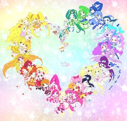  2013 6+girls absolutely_everyone akimoto_komachi aoki_reika aono_miki arm_warmers bad_id bad_pixiv_id blonde_hair blue_eyes blue_hair blue_skirt boots bow brooch brown_eyes butterfly_brooch candy_(smile_precure!) chiffon_(fresh_precure!) choker choppy chypre_(heartcatch_precure!) closed_eyes coco_(yes!_precure_5) coffret_(heartcatch_precure!) color_connection commentary_request cone_hair_bun copyright_name creature cure_aqua cure_beat cure_beauty cure_berry cure_black cure_bloom cure_blossom cure_dream cure_echo cure_egret cure_happy cure_lemonade cure_march cure_marine cure_melody cure_mint cure_moonlight cure_muse_(yellow) cure_passion cure_peace cure_peach cure_pine cure_rhythm cure_rouge cure_sunny cure_sunshine cure_white detached_sleeves everyone fingerless_gloves flappy_(futari_wa_precure) foop fresh_precure! futari_wa_precure futari_wa_precure_max_heart futari_wa_precure_splash_star gloves green_eyes green_hair green_skirt hair_bun hair_flaps hair_ornament hair_ribbon hanasaki_tsubomi heart heart_brooch heartcatch_precure! higashi_setsuna high_ponytail hino_akane_(smile_precure!) hoshizora_miyuki houjou_hibiki hummy_(suite_precure) hyuuga_saki in-franchise_crossover jewelry kasugano_urara_(yes!_precure_5) kiryuu_kaoru kiryuu_michiru knee_boots kujou_hikari kurokawa_eren kurumi_erika long_hair lulun mascot mepple midorikawa_nao midriff milk_(yes!_precure_5) milky_rose mimino_kurumi minamino_kanade minazuki_karen mipple mishou_mai misumi_nagisa momozono_love moop multiple_girls myoudouin_itsuki natsuki_rin navel nuts_(yes!_precure_5) orange_choker orange_skirt pink_bow pink_choker pink_eyes pink_hair pink_skirt pink_wrist_cuffs ponytail porun potpourri_(heartcatch_precure!) precure precure_all_stars precure_all_stars_new_stage:_mirai_no_tomodachi purple_eyes purple_hair rainbow_order red_eyes red_hair red_skirt ribbon sakagami_ayumi sasaki03 seiren_(suite_precure) shiny_luminous shirabe_ako shirt shoes short_hair side_ponytail skirt smile_precure sparkle star_(symbol) suite_precure syrup_(yes!_precure_5) tart_(fresh_precure!) thigh_boots thighhighs tsukikage_yuri twintails very_long_hair white_choker white_legwear wide_ponytail wrist_cuffs yamabuki_inori yayoi_kise yellow_bow yellow_eyes yellow_skirt yes!_precure_5 yes!_precure_5_gogo! yukishiro_honoka yumehara_nozomi 