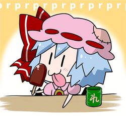  animated animated blue_hair chibi female hat ice_cream licking mob_cap remilia_scarlet steaming tagme tea tongue tongue_out touhou vampire 