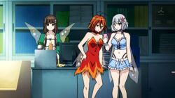  4girls amagi_brilliant_park animated animated bare_shoulders black_hair blonde_hair blue_hair flower hair_flower hair_ornament koborii_(amaburi) long_hair multiple_girls muse_(amaburi) red_hair salama_(amaburi) short_hair sylphy_(amaburi) 