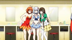  4girls amagi_brilliant_park animated animated bare_shoulders black_hair blonde_hair blue_hair flower hair_flower hair_ornament koborii_(amaburi) long_hair multiple_girls muse_(amaburi) red_hair salama_(amaburi) short_hair sylphy_(amaburi) 