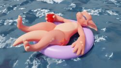  16:9 4k absurd_res anthro ass asterozoan big_butt echinoderm hi_res inflatable inner_tube kobold male marine purphoros purphoros_vr sea sleeping solo solo_cup starfish thick_thighs water widescreen 