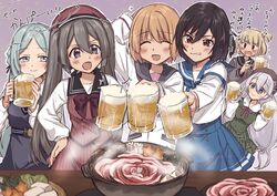  6+girls ^_^ ^o^ alcohol aoba_chika aqua_eyes aqua_hair beer beer_mug beret blue_eyes blue_hair brown_hair closed_eyes cup food grey_hair hand_on_own_hip hat hiroe_chiharu holding holding_cup hotpot jewelry kirimine_middle_school_uniform long_hair magia_record:_mahou_shoujo_madoka_magica_gaiden mahou_shoujo_madoka_magica matsumiya_municipal_first_middle_school_uniform minaminagi_liberty_academy_school_uniform miura_asahi mug multiple_girls natsu_ryoko orange_hair purple_eyes ring school_uniform serafuku short_hair smile st._liliana&#039;s_academy_school_uniform toki_sunao tokime_shizuka twintails white_hair yukishiro_(hitsuji) yukuni_academy_school_uniform 