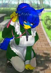  blue_eyes blue_hair clothing countryhumans countryhumans_girl safe sfw short_hair ukraine_(countryhumans) yellow_body yellow_skin 