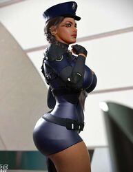  1girls 3d absurd_res apex_legends big_breasts breasts cameltoe cleavage cleavage_cutout dark-skinned_female female female_only hi_res loba loba_(apex_legends) loba_andrade police_hat police_uniform policewoman pussy rude_frog solo thick_ass wide_hips 