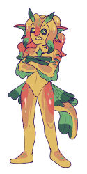  ambiguous_gender anthro biped claragonza3 crossed_arms digital_media_(artwork) ear_fins fin fish flat_colors green_eyes green_sclera hi_res marine markings model_sheet orange_body pseudo_hair pupils red_markings simple_background solo standing star_pupils tail tail_fin white_background yellow_pupils 