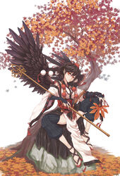  japanese_clothes mumulatte pointy_ears shameimaru_aya touhou weapon wings 