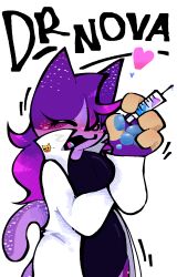  anthro breasts doctor felid feline female hi_res jamsire mammal medical_instrument nova_(bathtubfulloftoast) pawpads paws purple_body regretevator scientific_instrument solo 