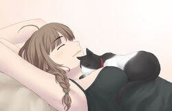  bad_id bad_pixiv_id braid brown_hair commentary_request feline female kimi_kiss mizusawa_mao painttool_sai_(medium) sinsan solo 