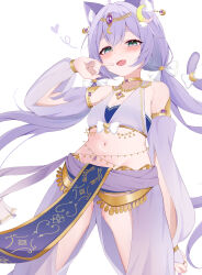  absurdres ahoge angel angel_wings arabian_clothes arms_behind_back beach blue_eyes blurry blush breasts collarbone covered_navel day depth_of_field fake_wings feathered_wings feathers female flower hair_flower hair_ornament halo harpy highres l.os long_hair looking_at_viewer low_twintails maimai_(game) monster_girl multiple_wings name_tag one-piece_swimsuit outdoors palm_tree pink_wings salt_(maimai) school_swimsuit sky small_breasts solo spread_wings standing stomach swimsuit tree twintails white_wings wings 