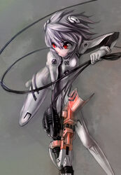  albino ayanami_rei beam_rifle bodysuit cable commentary_request energy_gun evangelion:_1.0_you_are_(not)_alone female grey_hair gun holding holding_gun holding_weapon interface_headset neon_genesis_evangelion photoshop_(medium) pilot_suit plugsuit pondel positron_cannon purple_hair rebuild_of_evangelion red_eyes science_fiction short_hair solo weapon white_bodysuit 