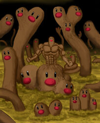  commentary_request devil_gundam diglett dugtrio evolutionary_line g_gundam gundam kaidenpa muscular no_humans parody photoshop_(medium) pokemon pokemon_(creature) 