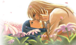  2girls couple eugene flower fujino_shizuru imminent_kiss kuga_natsuki multiple_girls my-hime yuri 