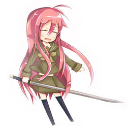  bad_id bad_pixiv_id female komaki long_hair red_hair school_uniform serafuku shakugan_no_shana shana solo sword thighhighs weapon 