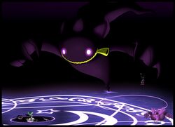  2014 banette body_zipper claws female fight generation_3_pokemon generation_6_pokemon glowing group humanoid latiar magic mammal mega_banette mega_evolution mega_gardevoir nintendo not_furry pokemon pokemon_(species) purple_body purple_skin size_difference smile solo_focus zipper zipper_mouth 