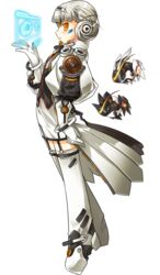  bracelet code:_architecture_(elsword) elsword eve_(elsword) female from_side full_body garter_straps gloves grey_hair highres jewelry moby_(elsword) official_art orange_eyes remy_(elsword) ress short_hair solo transparent_background white_gloves 