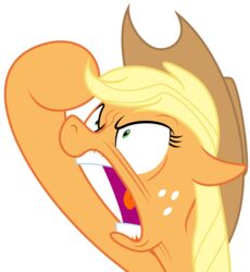  2015 absurd_res alpha_channel angry applejack_(mlp) earth_pony equid equine female feral friendship_is_magic hasbro hi_res horse mammal masemj my_little_pony pony simple_background solo transparent_background 