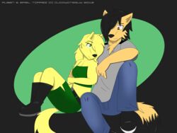  4:3 abstract_background anthro basil_(djcoyoteguy) breasts brother_(lore) brother_and_sister_(lore) canid canine canis clothed clothing coyote djcoyoteguy domestic_dog duo female hi_res hunting_dog male mammal ruben_(djcoyoteguy) sibling_(lore) sighthound sister_(lore) whippet 