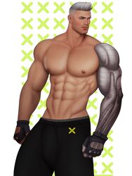  abs biceps big_bulge bulge bulging_biceps cable_(x-men) drawnpr0n huge_bulge male male_only marvel muscles muscular muscular_male nathan_summers pecs robotic_arm shirtless_male smooth_chest smooth_skin x-men 