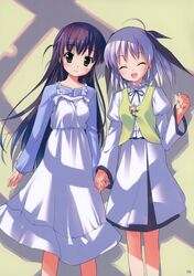  2girls :d absurdres character_request closed_eyes dress highres holding_hands looking_at_viewer multiple_girls ooizumi_mai open_mouth real_imouto_ga_iru_ooizumi-kun_no_baai smile takoyaki_(roast) 