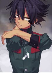  1boy bad_id bad_pixiv_id commentary_request dog_tags eska_bamel inazuma_eleven inazuma_eleven_(series) male_focus military military_uniform piyokoro solo uniform upper_body 