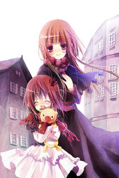  2girls bad_id bad_pixiv_id crown dress frills long_hair mother_and_daughter multiple_girls ringo_komachi sakutarou_(umineko) scarf smile umineko_no_naku_koro_ni ushiromiya_maria ushiromiya_rosa 