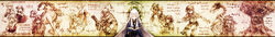  absurdres animal_ears animo borrowed_character commentary_request dominica fantasy fern_burnette gloves goggles goggles_on_head graphite_(medium) hana_(pixiv_fantasia) hat highres holding holding_sword holding_weapon kamal_(pixiv_fantasia) long_hair mirowaju multiple_boys multiple_girls nemu_(isaya) photoshop_(medium) pixiv_fantasia pixiv_fantasia_4 pointy_ears puffy_short_sleeves puffy_sleeves rose_(pixiv_fantasia_4) short_hair short_sleeves smile sword traditional_media tree very_long_hair weapon white_hair wide_image 