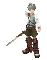  1boy 3d allegretto artist_request grey_hair highres male_focus photoshop_(medium) solo sword trusty_bell weapon white_background 