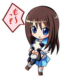  bad_id bad_pixiv_id blue_eyes blush brown_hair chibi female hanamaru_youchien hug kurou_(quadruple_zero) panda panda_neko school_uniform solo stuffed_animal stuffed_panda stuffed_toy tsuchida_satsuki 