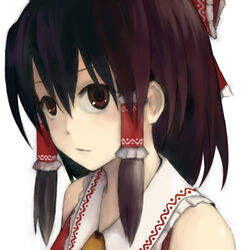  black_hair bow commentary_request female hairbow hakurei_reimu kuma_panda red_bow red_eyes solo touhou 