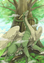  bird commentary_request dragon fantasy nimai no_humans original outdoors tree western_dragon 