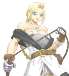  bad_id bad_pixiv_id bare_shoulders belt blonde_hair blue_eyes braid breasts castlevania_(series) castlevania_legends cleavage dress female gauntlets gloves jewelry large_breasts long_hair necklace shun_(greendragon) single_braid sketch sleeveless smile solo sonia_belmont whip 