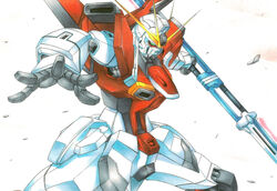  clr commentary_request debris energy_sword foreshortening gundam gundam_seed gundam_seed_destiny impulse_gundam marker_(medium) mecha nib_pen_(medium) no_humans photoshop_(medium) robot solo sword sword_impulse_gundam traditional_media weapon 