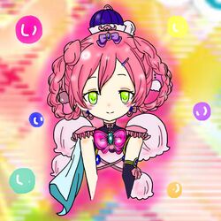  bad_id bad_twitter_id bluebell_candy braid female green_eyes hat mahou_shoujo_ikusei_keikaku moka_panda pink_hair smile solo upper_body 