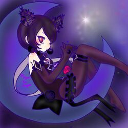  bad_id bad_twitter_id bare_shoulders black_hair crescent_moon dark_cutie elbow_gloves female gloves mahou_shoujo_ikusei_keikaku mahou_shoujo_ikusei_keikaku_aces mahou_shoujo_ikusei_keikaku_queens moka_panda moon on_crescent pantyhose red_eyes short_hair sitting solo 