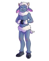  4:5 absurd_res alpha_channel ambiguous_gender anthro blue_eyes blush bovid caprine clasped_hands domestic_sheep goddess_(artist) hi_res hooves horizontal_pupils horn interlocked_fingers looking_at_viewer mammal meme musicsheep parody pupils sheep smile solo watermark you_know_i_had_to_do_it_to_em 