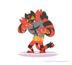  animated anthro artsy black_body black_fur evolution_(transformation) felid feral fur generation_7_pokemon incineroar litten male mammal nintendo pokemon pokemon_(species) red_body red_fur short_playtime simple_background solo stripes torracat transformation white_background 