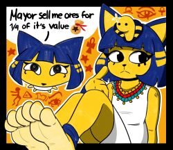  animal_crossing animal_ears ankha_(animal_crossing) barefoot cat_ears dress feet feline female furry furry_female highres mintytoid short_hair soles solo 