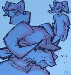  absurd_res anthro baseball_cap bovid bubble caprine clothing drunk drunk_bubble grimace hat headgear headwear hi_res jschlatt male mammal rammie_(jschlatt) sheep solo substance_intoxication werehouse 