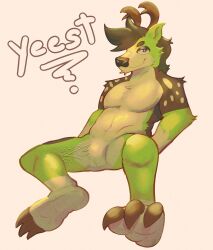  absurd_res anthro antlers deer feet foot_focus hi_res horn kadedrawz looking_at_viewer male mammal slightly_chubby solo 