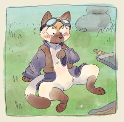  ambiguous_gender anthro blush bodily_fluids brown_body brown_fur brown_nose capcom clothed clothing domestic_cat dondedun eyewear featureless_crotch felid feline felis felyne flying_sweatdrops fur goggles hair lynian mammal melee_weapon monster_hunter palico shirt solo species_transformation sweat sweatdrop sword tail tan_body tan_fur topwear transformation weapon 