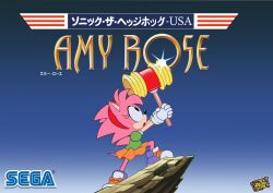  amazed amy_rose anthro bottomwear classic_amy_rose classic_sonic_(universe) clothing crossover eulipotyphlan female final_fantasy final_fantasy_mystic_quest footwear frilly frilly_bottomwear frilly_clothing frilly_skirt fur gloves green_clothing green_shirt green_topwear hammer handwear hedgehog hi_res mammal open_mouth parody pink_body pink_fur sega shirt shoes skirt solo sonic_the_hedgehog_(series) square_enix tools topwear ultrahyper weapon 