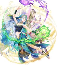  2girls azura_(fire_emblem) azura_(hatari)_(fire_emblem) blonde_hair blue_eyes breasts capelet crop_top detached_collar dress feathered_wings feathers fire fire_emblem fire_emblem:_radiant_dawn fire_emblem_fates fire_emblem_heroes full_body gold_trim green_eyes habit highres holding jewelry kaya8 leanne_(fire_emblem) leanne_(hatari)_(fire_emblem) long_hair looking_away medium_breasts midriff multiple_girls navel necklace non-web_source nun official_art open_mouth pantyhose see-through smile sparkle stomach toes torch transparent_background very_long_hair wings yellow_eyes 