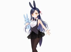  animal_ears black_hair braids bunny bunny_ears bunnygirl honzuki_no_gekokujou long_hair myne pantyhose rimo skirt third-party_edit white wristwear yellow_eyes 