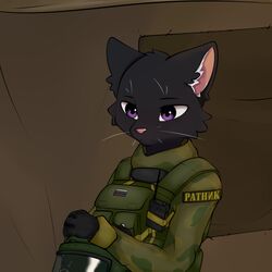  1:1 altyn_helmet anthro cdt2s clothing domestic_cat felid feline felis female mammal military_uniform ratnik russian_flag snowflake_(cdt2s) solo spetsnaz uniform 