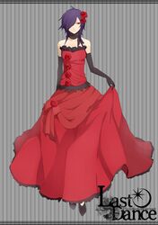  bad_id bad_pixiv_id bare_shoulders black_hair copyright_request dress elbow_gloves female fezes flower gloves gown hair_flower hair_ornament hair_over_one_eye pixiv_master_and_servant red_eyes solo 